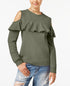 Polly Esther Juniors Cold Shoulder Ruffle Sweatshirt